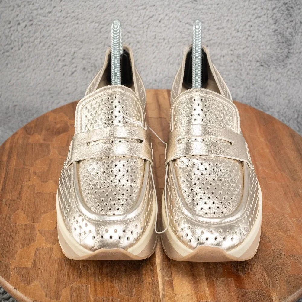 Dolce Vita Janine Slip-On Gold Metallic Perforated Wedge Size 9 Platform‎ Shoes